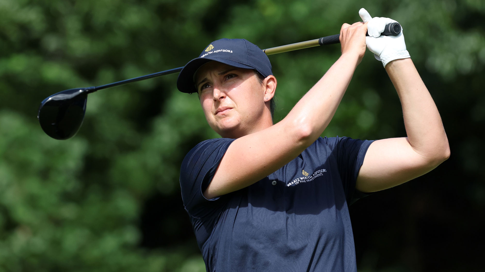 Lindy Duncan of the United States hits her tee shot on the 2nd hole during the first round of the BMW Ladies Championship 2025 at Pine Beach Golf Links on October 16, 2025 in Haenam, South Korea.