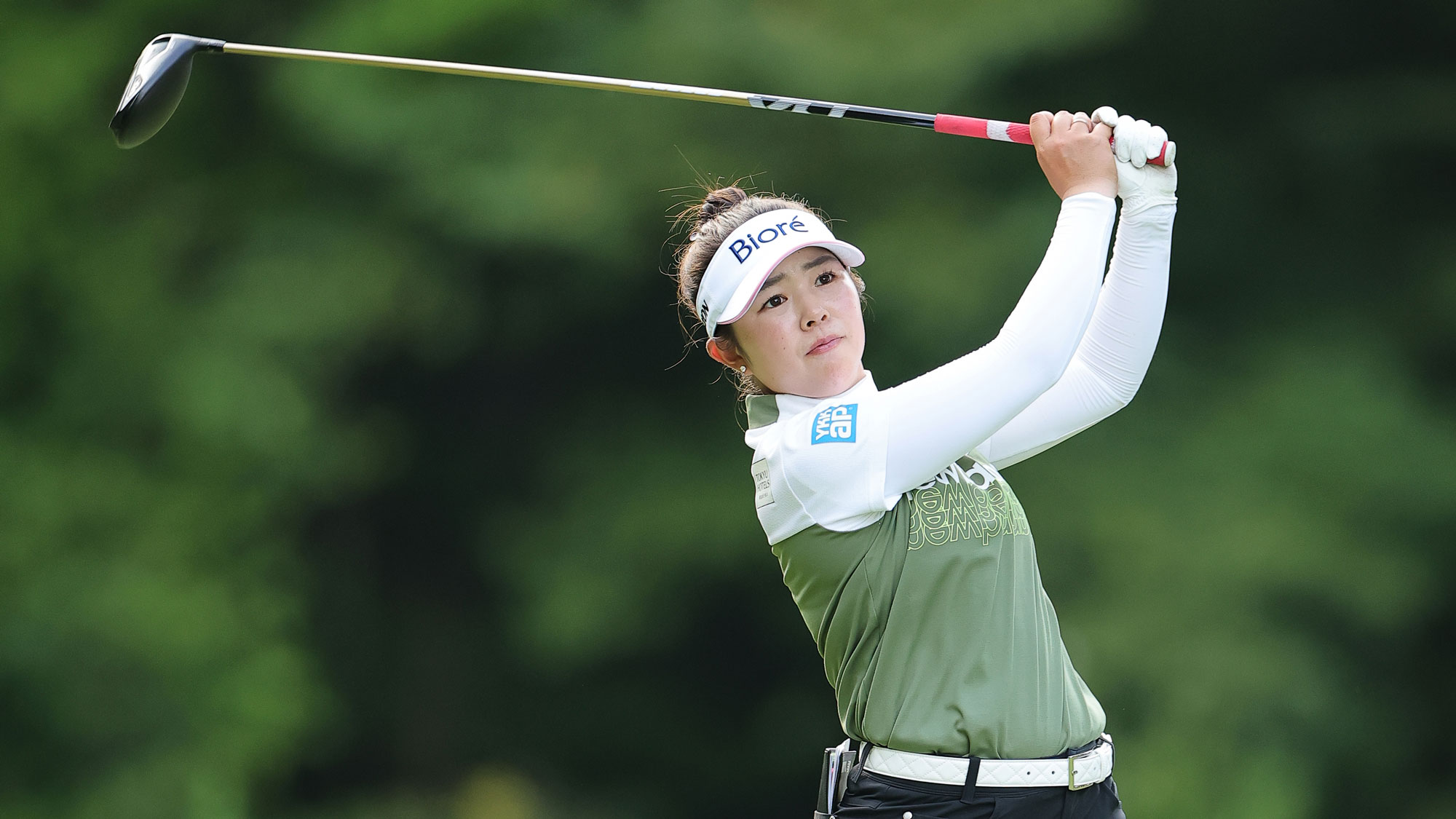 Miyu Yamashita of Japan plays her shot from the fifth tee during the second round of the FM Championship 2026 at TPC Boston on August 28, 2026 in Norton, Massachusetts.