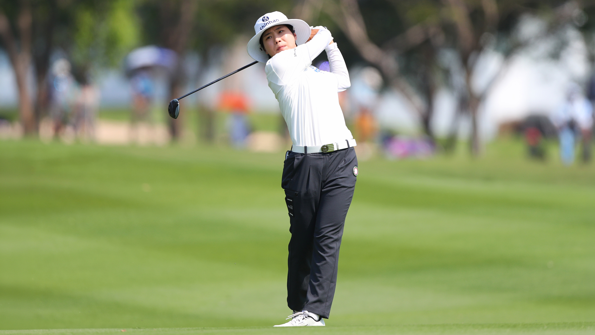 Somi Lee of Republic of Korea plays her 2nd shot at the 1st hole during the third round of the Honda LPGA Thailand 2026 at Siam Country Club on February 21, 2026 in Chon Buri, Thailand. 
