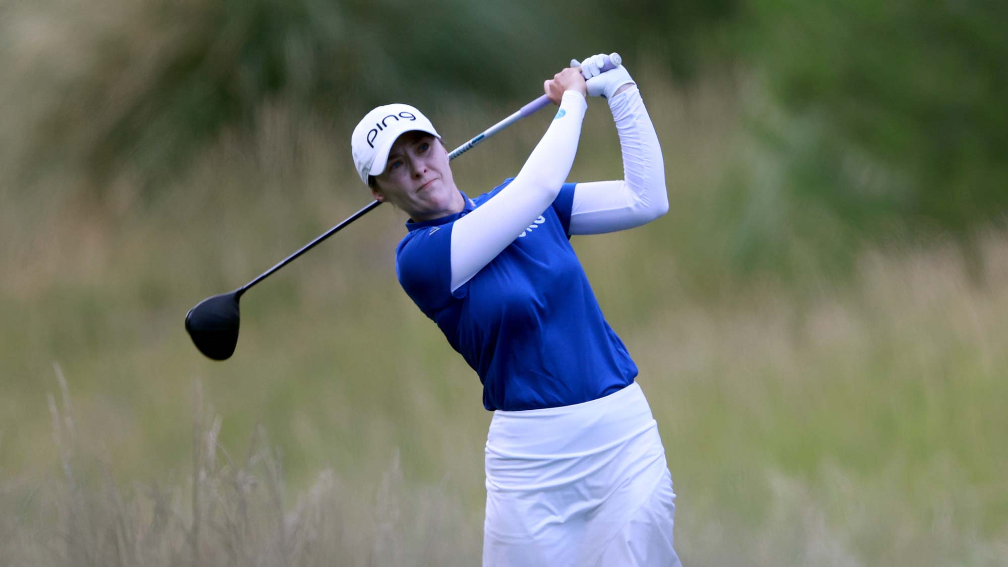 Brittany Altomare of the United States hits a drive from the 14th tee during the Bank of Hope LPGA Match-Play Hosted by Shadow Creek at Shadow Creek Golf Course on