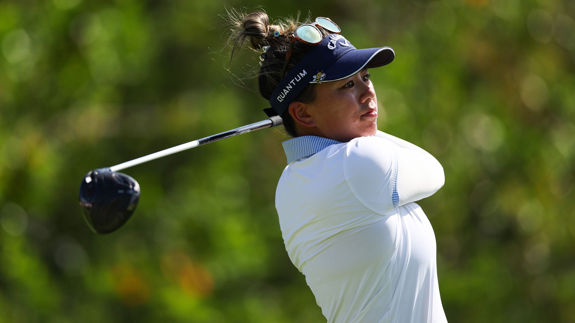 Brianna Do of the United States plays her shot from the third tee during the second round of the Mexico Riviera Maya Open at Mayakoba 2026 at El Camaleon at Mayakoba on May 01, 2026 in Playa del Carmen, Mexico.