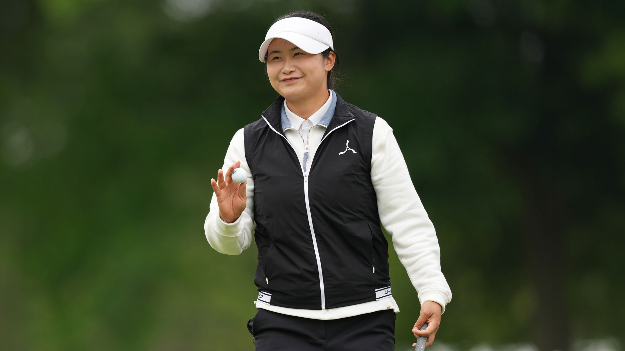 Yan Liu of China reacts after a birdie on the 18th hole during the first round of the Meijer LPGA Classic For Simply Give 2026 at Blythefield Country Club on June 18, 2026 in Belmont, Michigan.