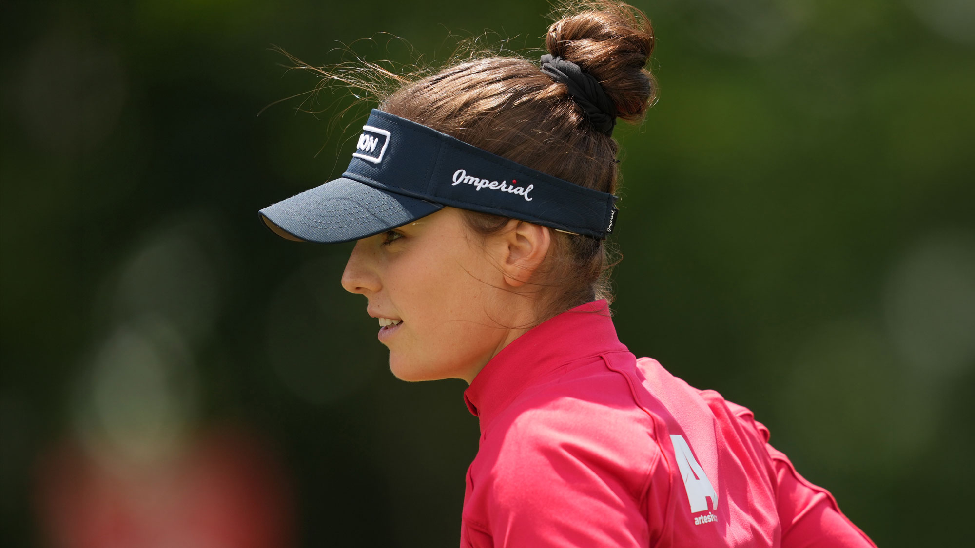 Benedetta Moresco of Italy reacts on the 18th green during the first round of the Meijer LPGA Classic For Simply Give 2026 at Blythefield Country Club on June 18, 2026 in Belmont, Michigan.