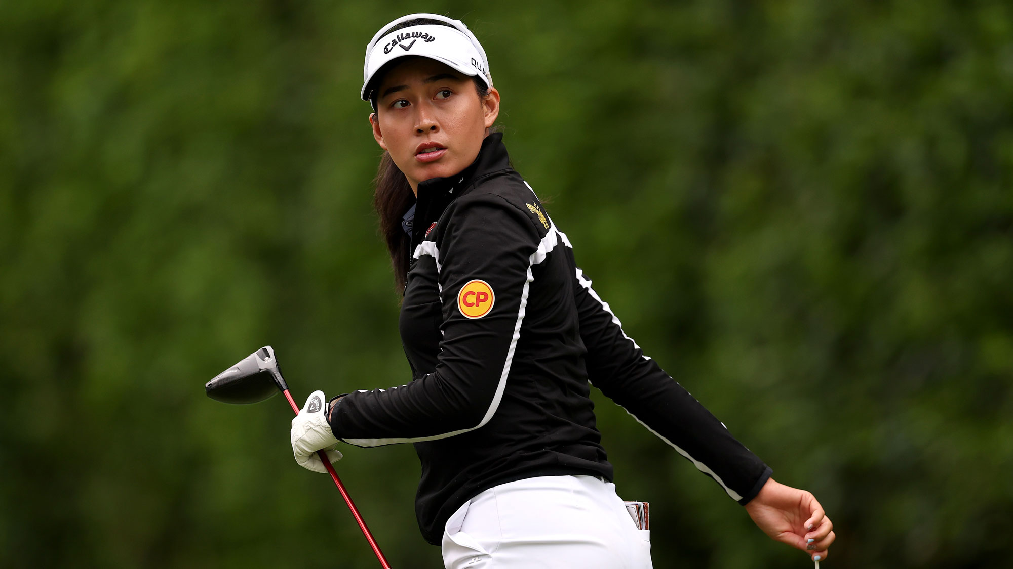 Jeeno Thitikul of Thailand looks on after her shot from the fifth tee during the third round of The Standard Portland Classic 2026 at Columbia Edgewater Country Club on August 15, 2026 in Portland, Oregon.
